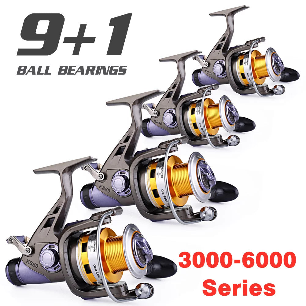 Carp Fishing Reel 9+1 Stainless Steel BB Bait Feeder Spinning Reel N801
