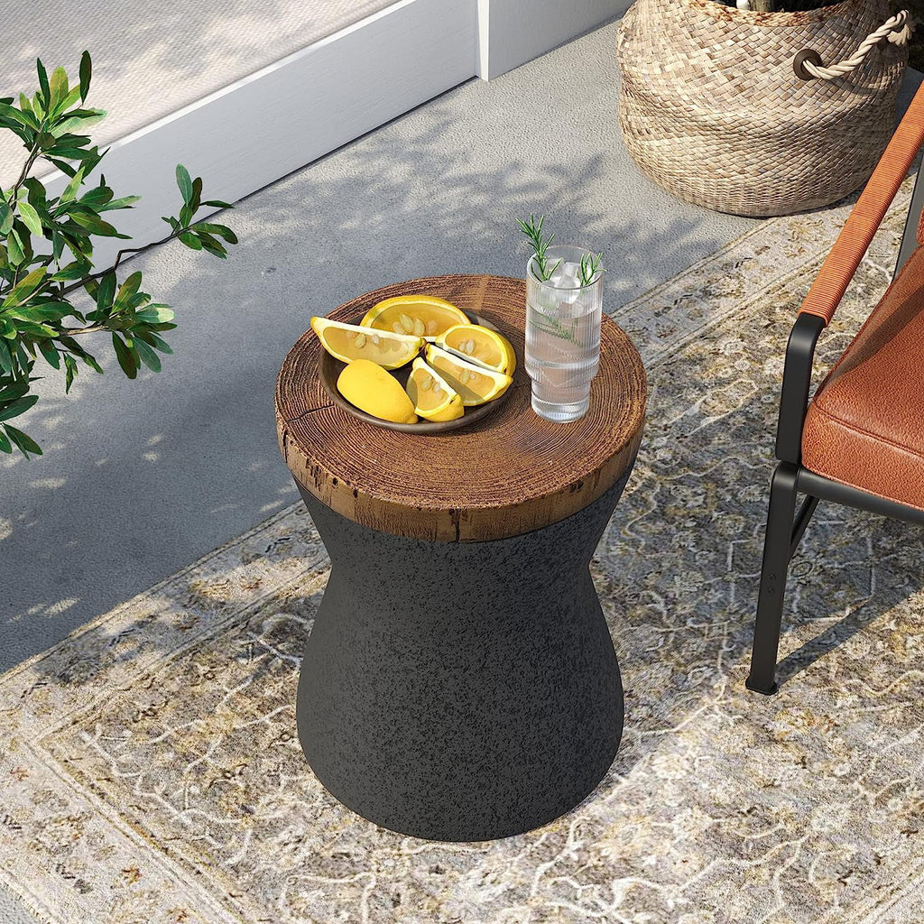 11" Hourglass Shaped Concrete Outdoor Accent Table X886216