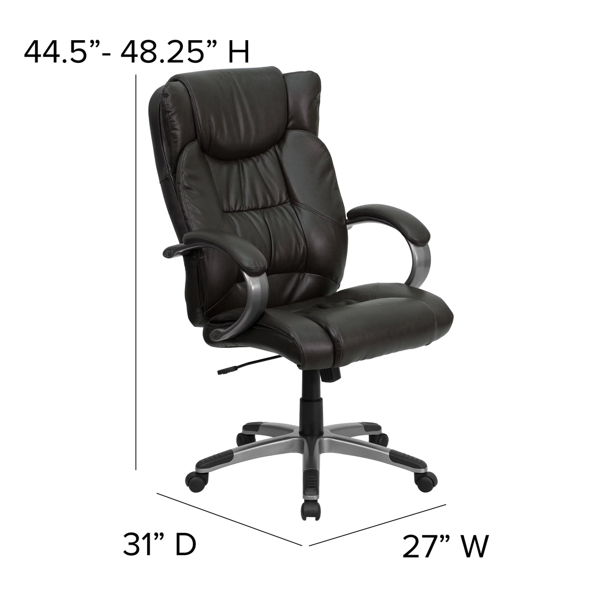 High Back Espresso Brown Executive Swivel Office Chair with Loop Arms F65425