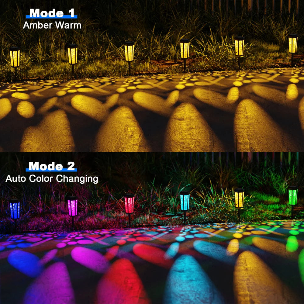 6 Pack Color Changing Waterproof Solar Pathway Lights D290