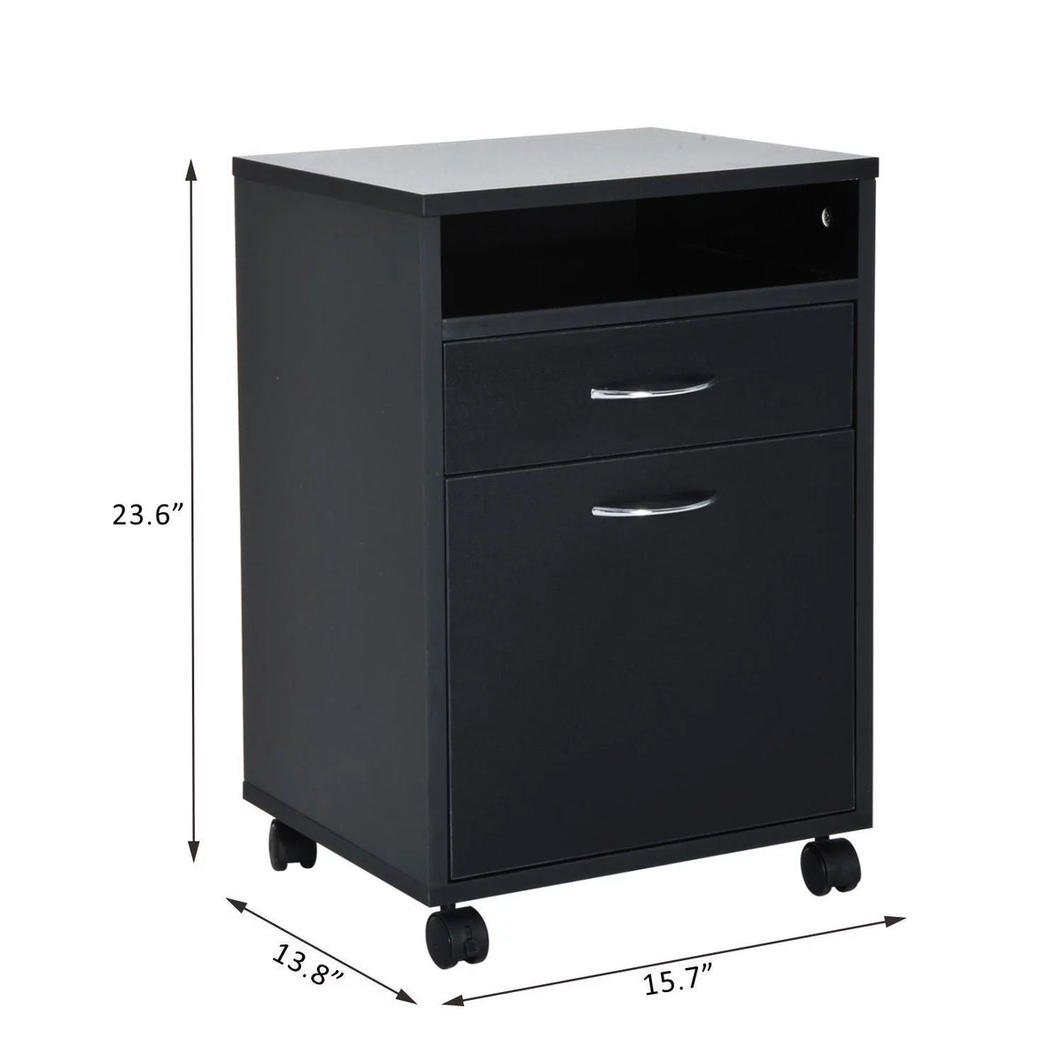 24" Rolling End Table Cart Nightstand Organizer, Black F35471