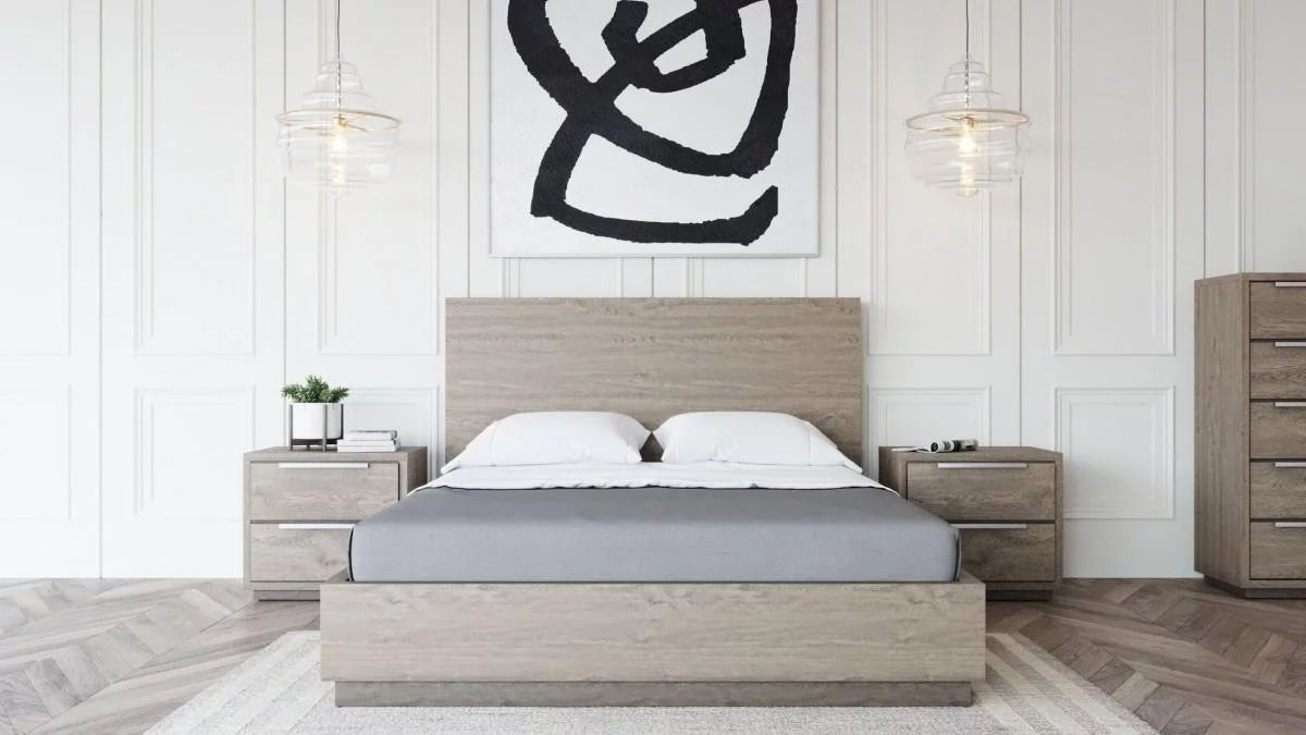 Grey & Silver King Size Bedroom Set 5Pcs C2816