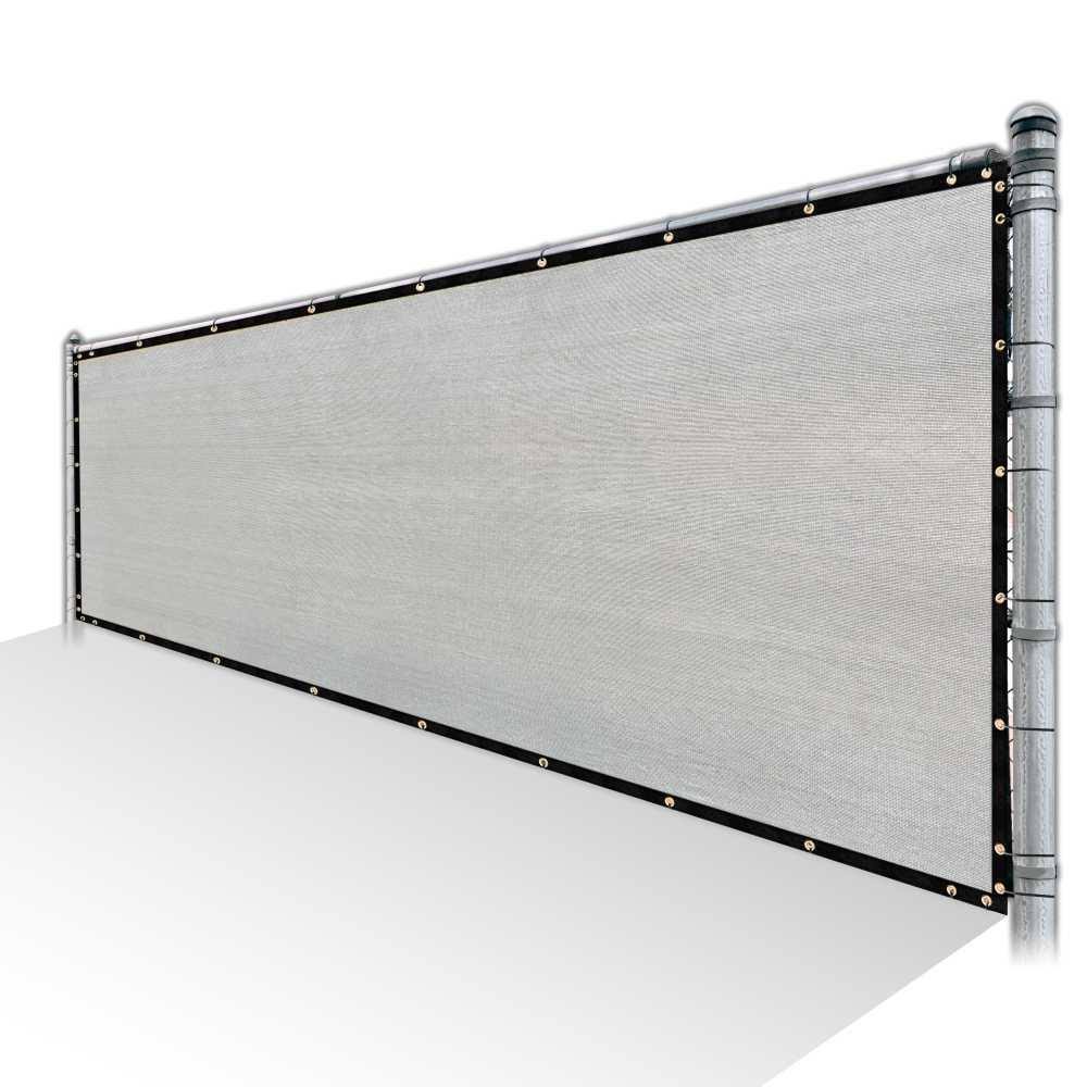 Grey Privacy Fence Screen HDPE Mesh Windscreen with Reinforced Grommets N494312