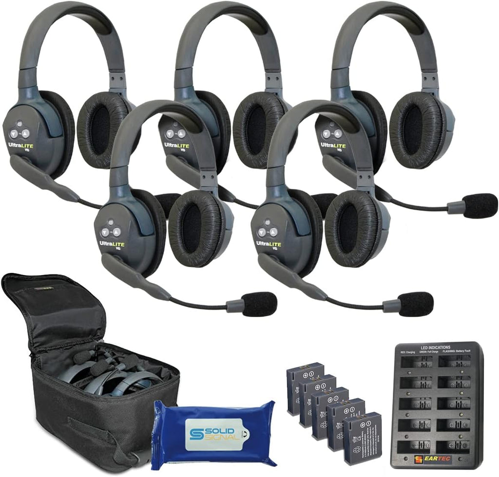 Full Duplex Wireless Headset Communication for 3 Users with Cleaning Wipes Bundle A754