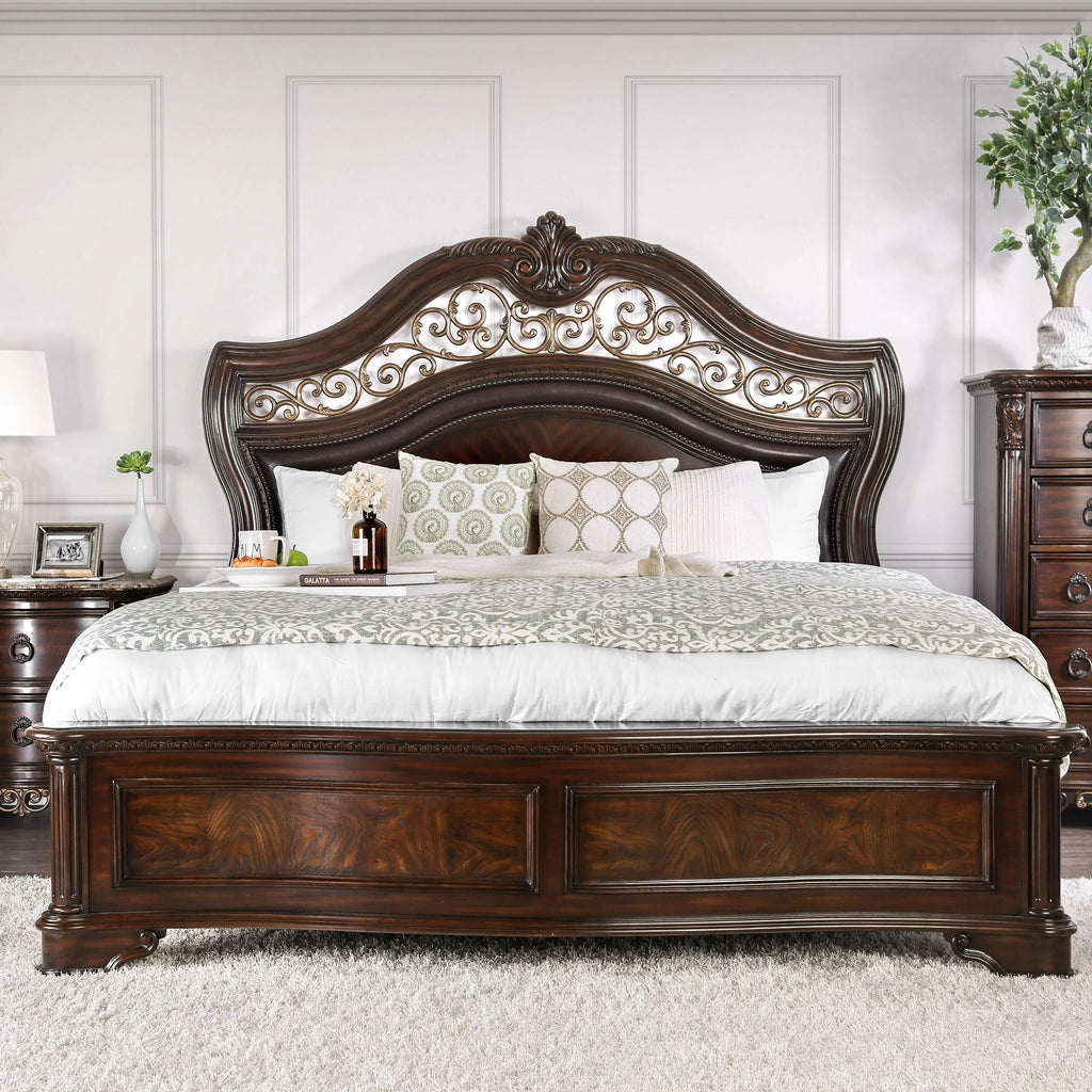 Brown Cherry Queen Wood Panel Bed I434105