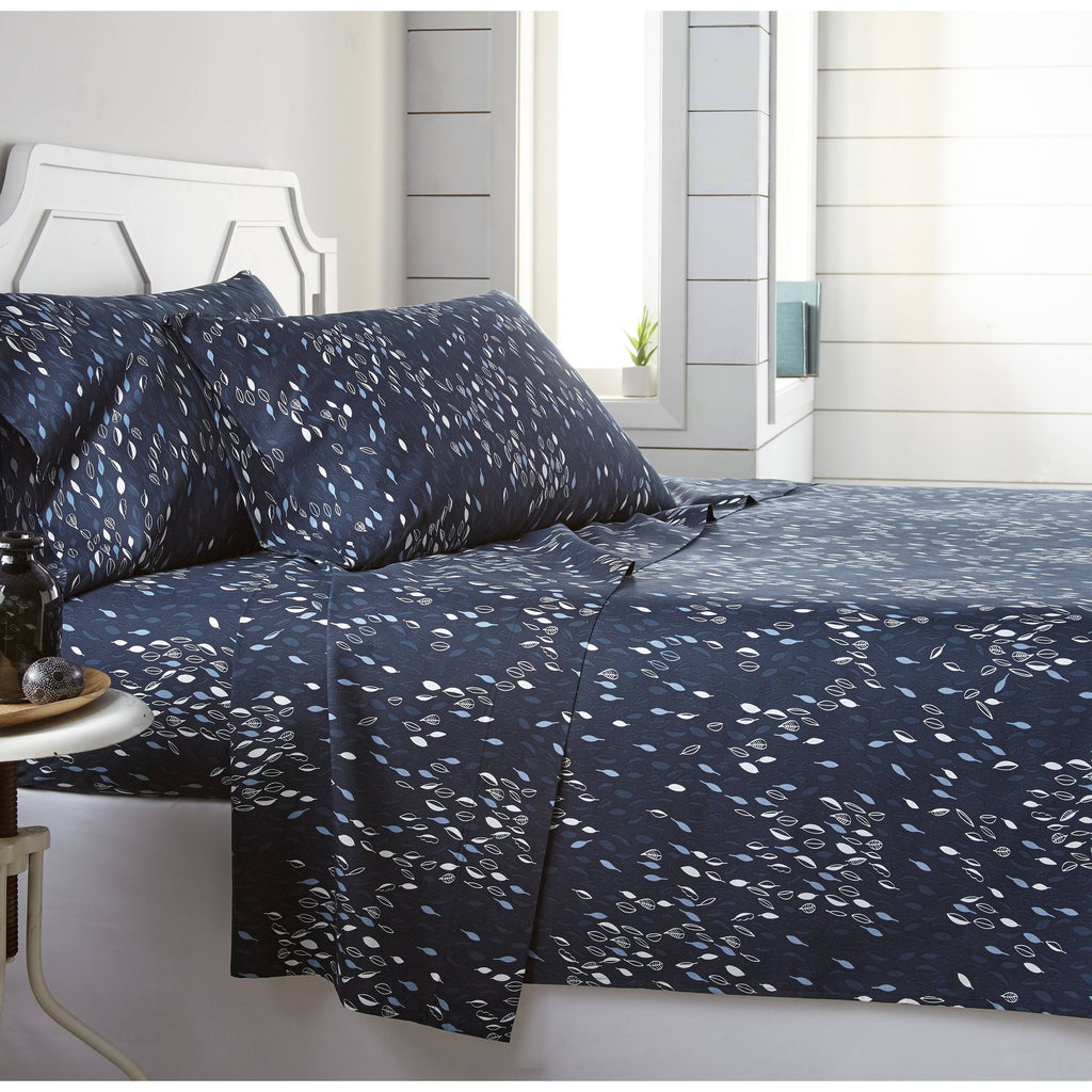 Blue 4-Piece Printed Bed Sheet Set A874737