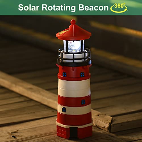 Solar Powered Lighthouse Decor with Rotating Beacon K91278