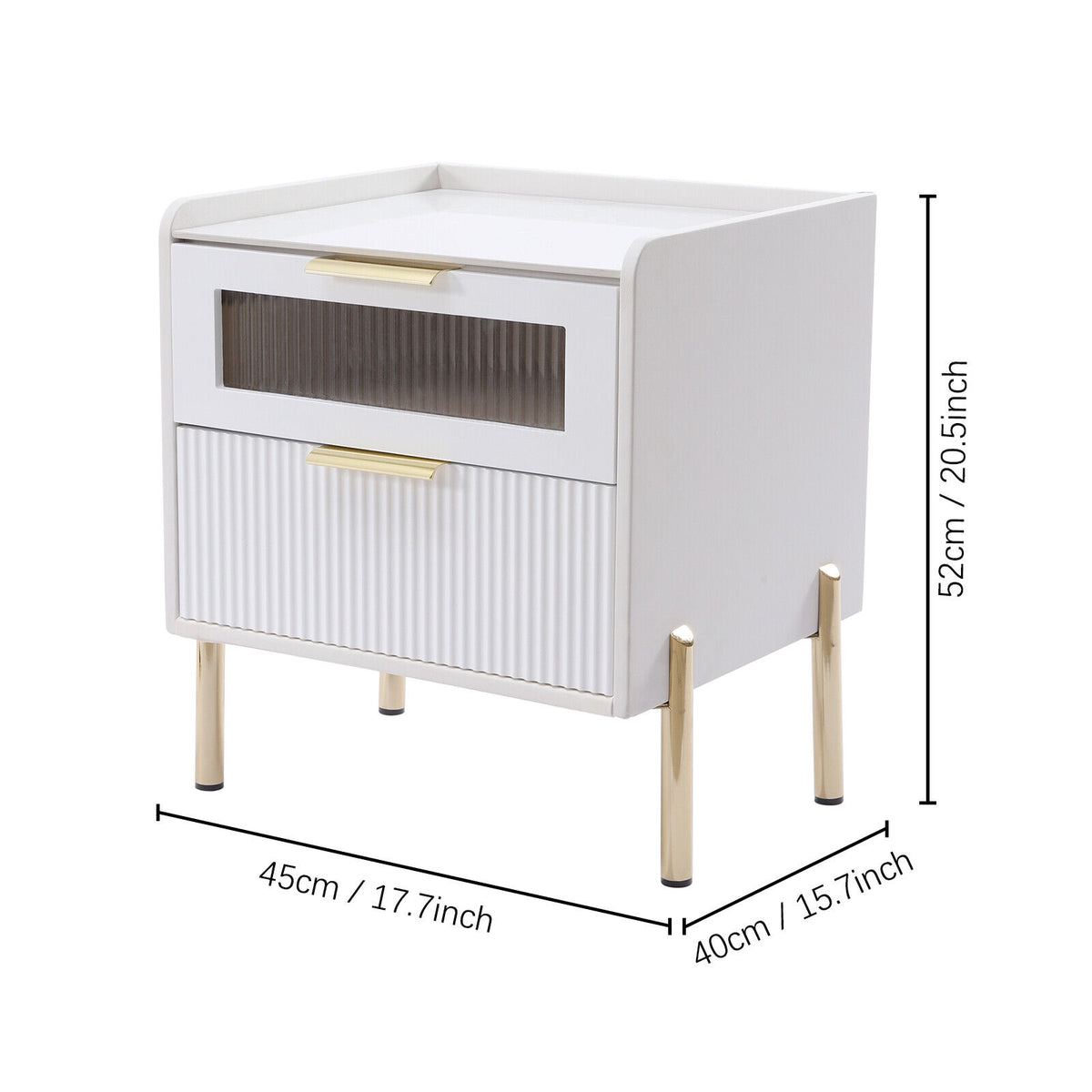 White 2 Drawer Wood End Table U5472