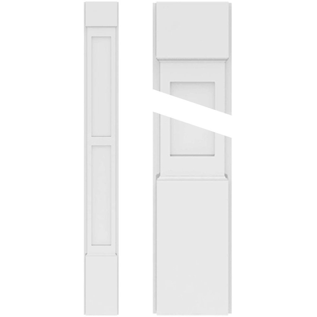 8x22W x 60x22H x 2x22P Two Equal Flat Panel PVC Pilaster with Standard Capital and Base (Pair) N70514