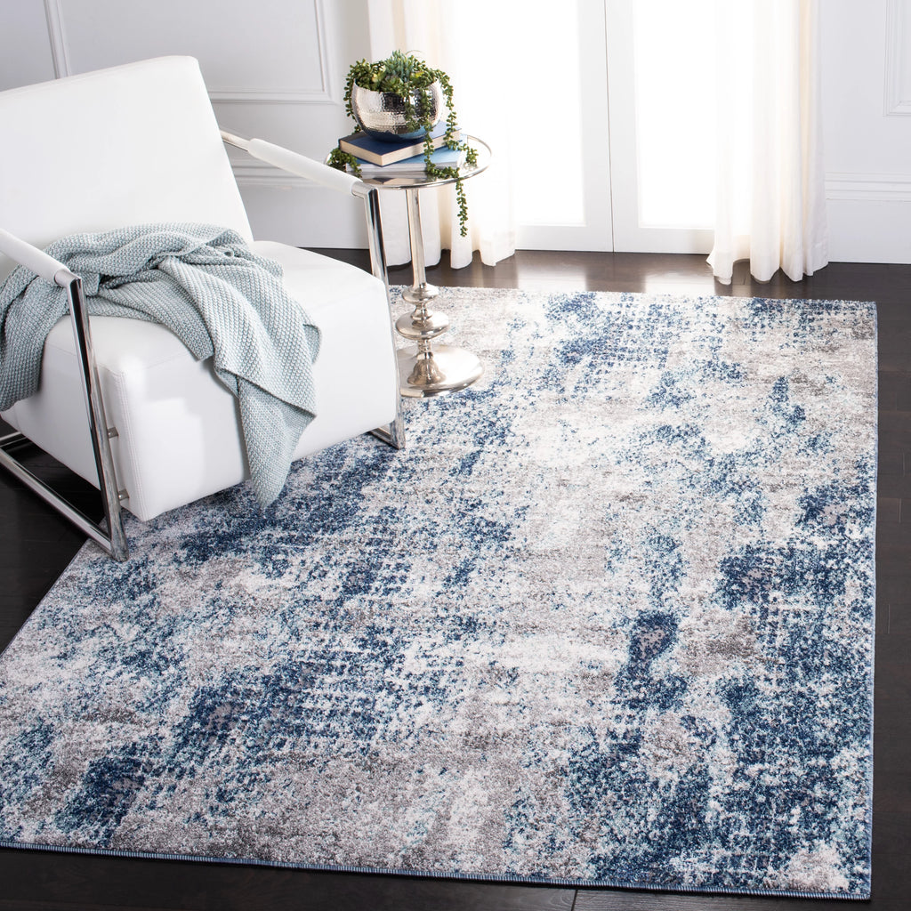 Navy Grey Abstract Area Rug 6' x 9' N4770