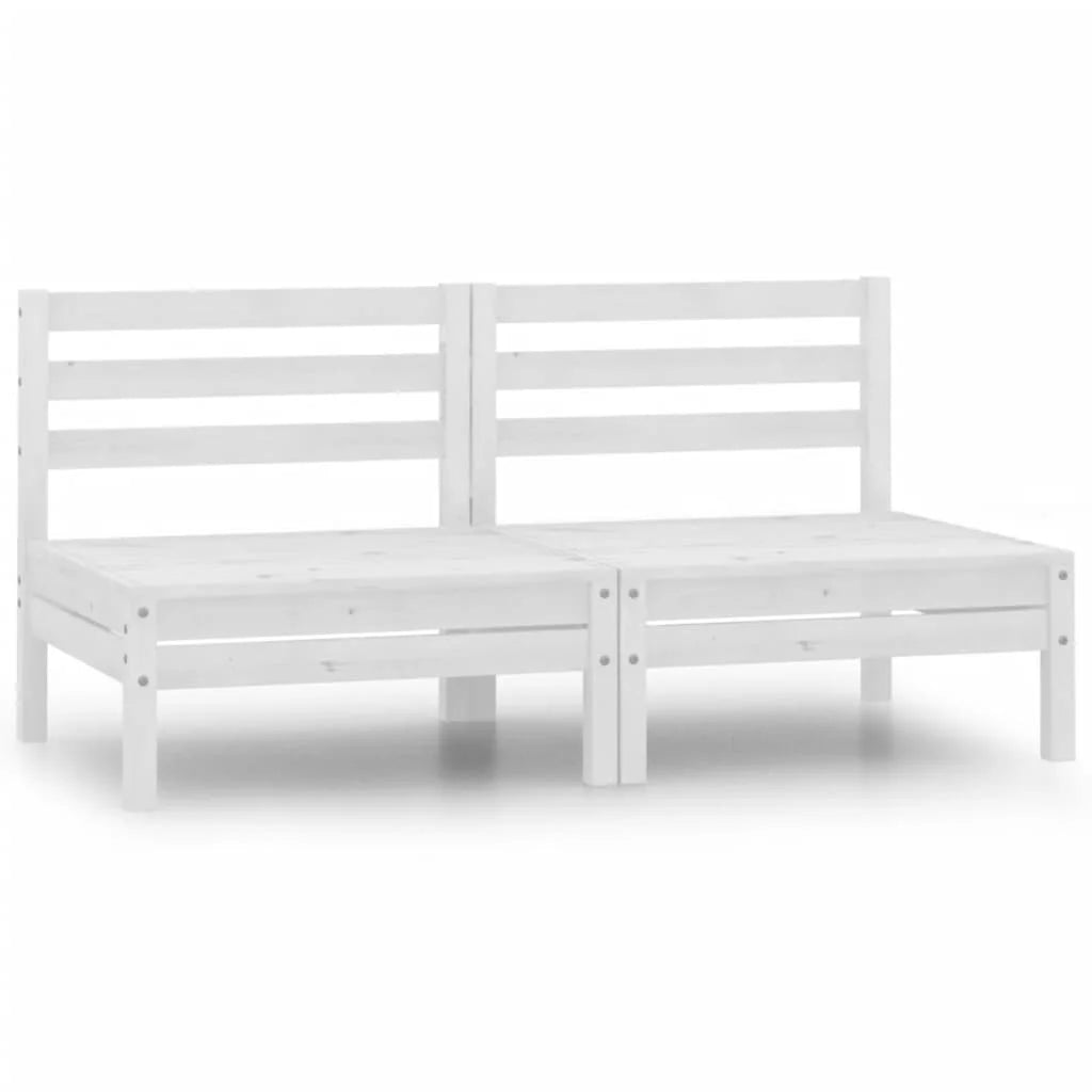 White Solid Wood Pine Patio Sofas 2 pcs X1497