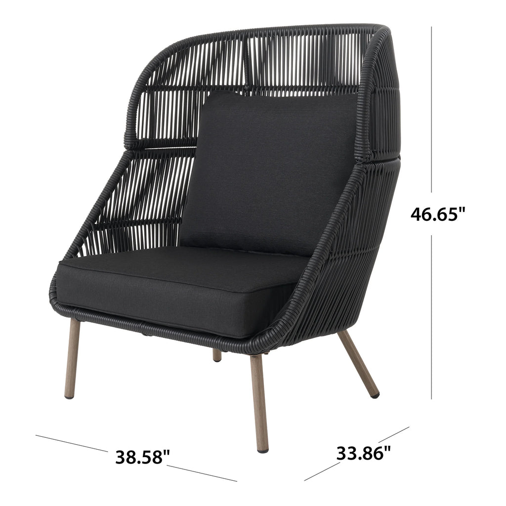 Black Wicker Outdoor Accent Chair with Cushions B581398