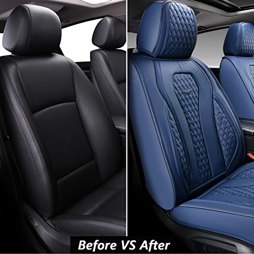 Black Leather Car Seat Covers Full Set Y2940