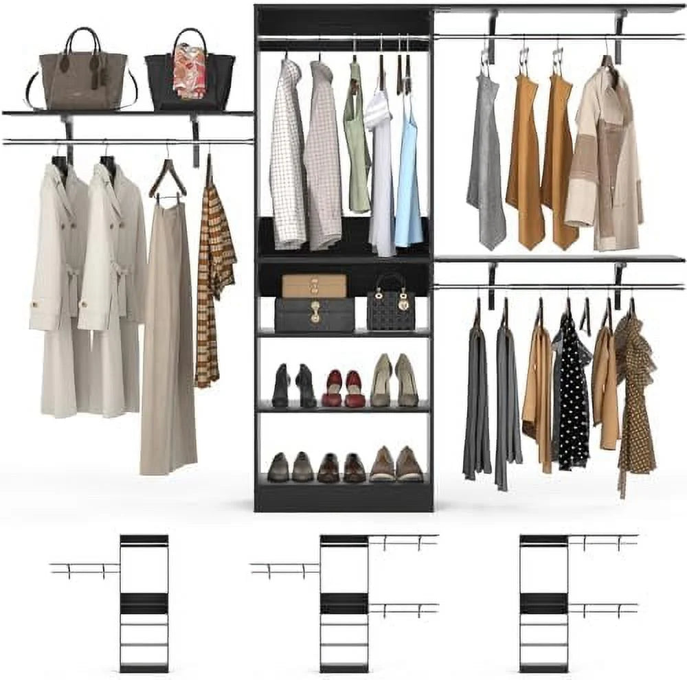 96'' 8FT Walk In Closet Organizer with 3 Shelving Towers Z787