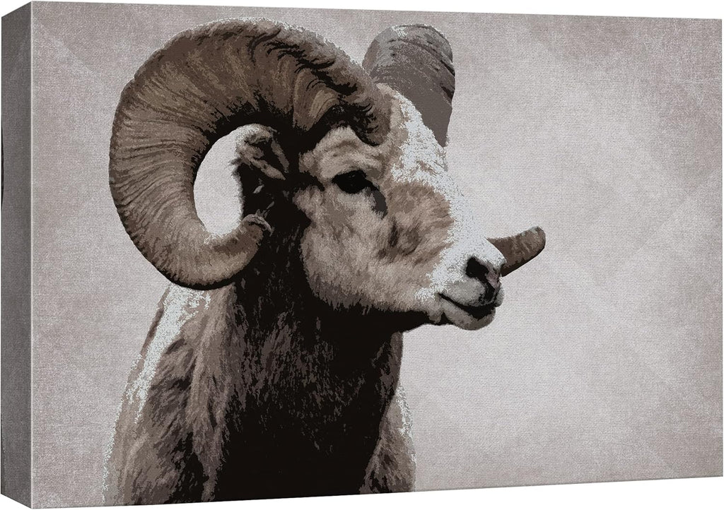 Canvas Print Wall Art Ram Portrait on Graphite Background U799