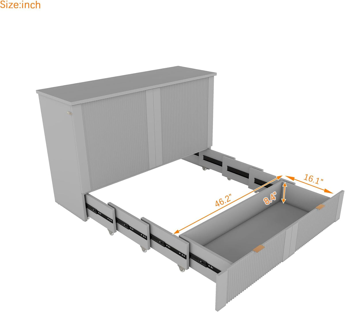 Gray Full Size Murphy Bed with Storage Drawers X58697