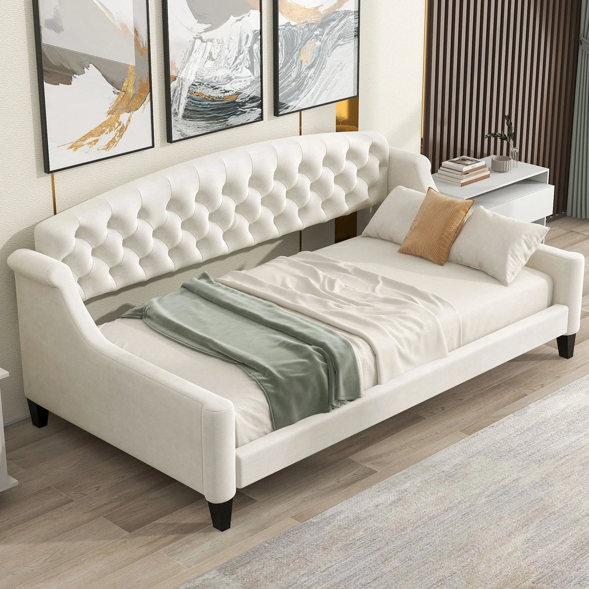 Twin Size Tufted Wood Daybed P12100