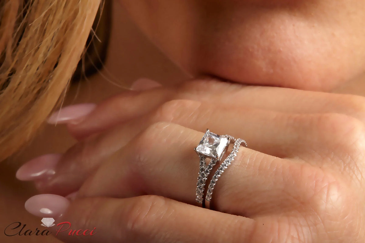 18K White Gold Princess Cut Diamond Engagement Ring M32639