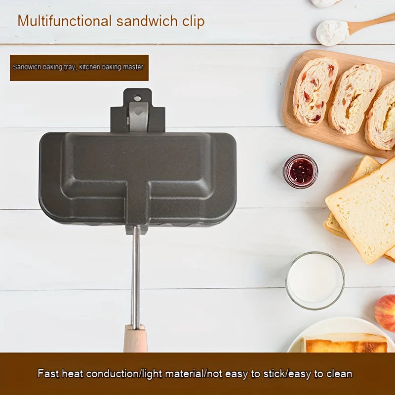 Non-Stick Dual-Sided Sandwich Waffle Maker Alloy Panini Grill Q1201