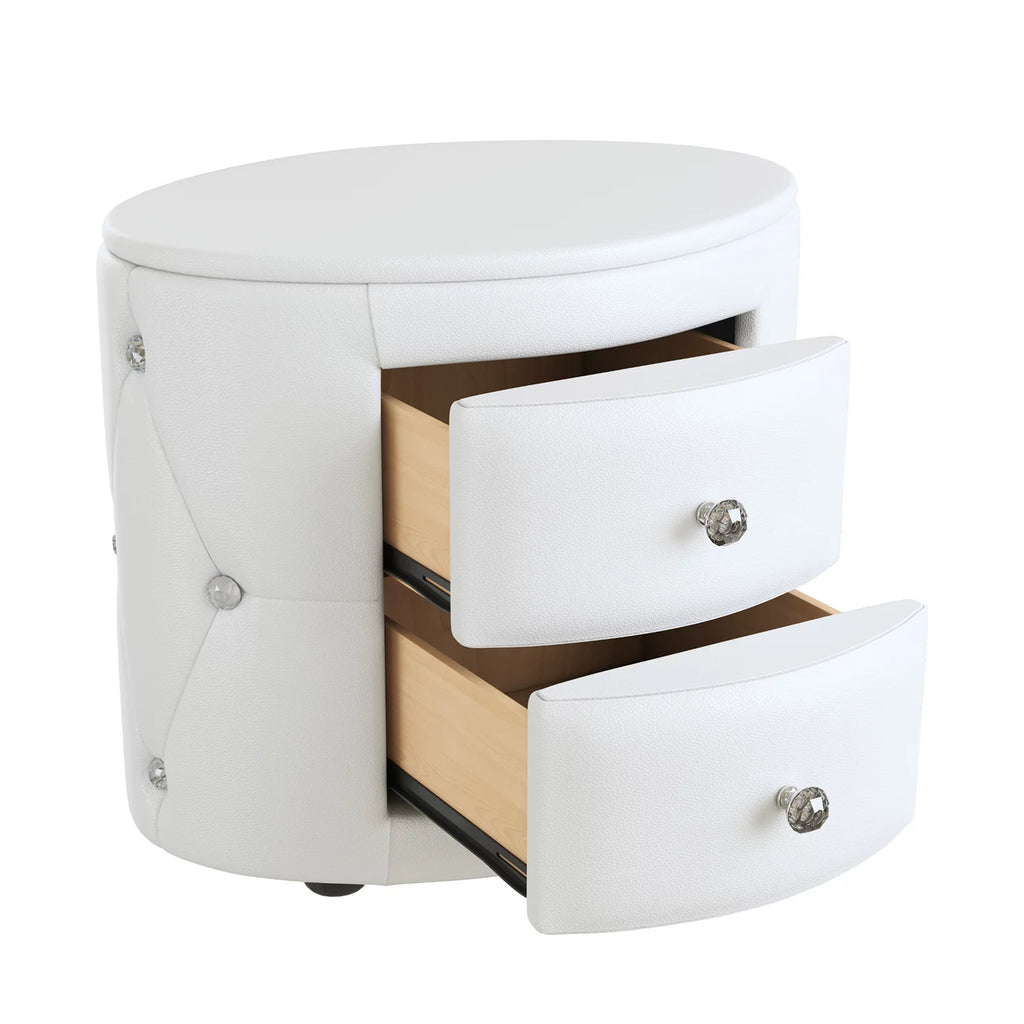 White 2 Drawer PU Leather Upholstered Nightstand M221050