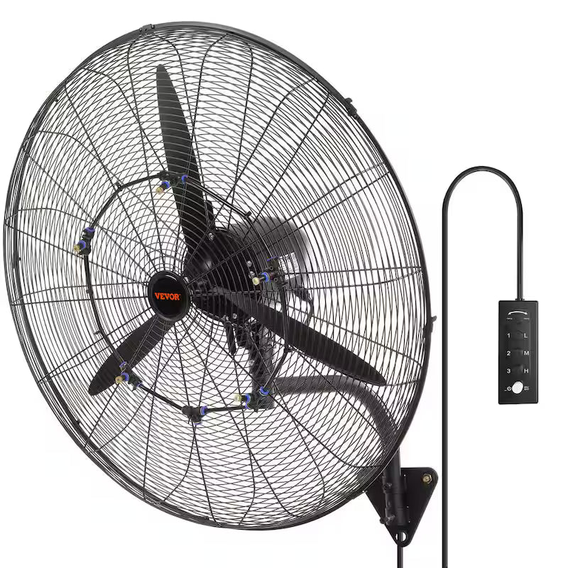 Wall-Mount Misting Fan 30 in. 3-Speed 9500 CFM Waterproof Oscillating Industrial Wall Fan X4467