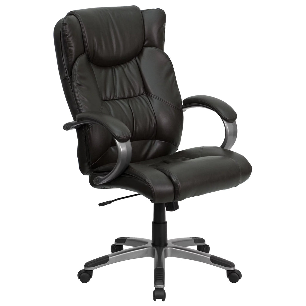 High Back Espresso Brown Executive Swivel Office Chair with Loop Arms F65425