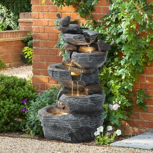 5-Tier Cascading Rock Water Fountain with Lights X11232