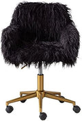 Fluffy Faux Fur Swivel Desk Chair with Wheels Q4912