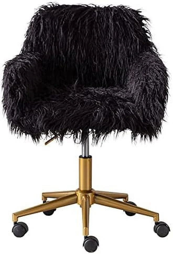 Fluffy Faux Fur Swivel Desk Chair with Wheels Q4912