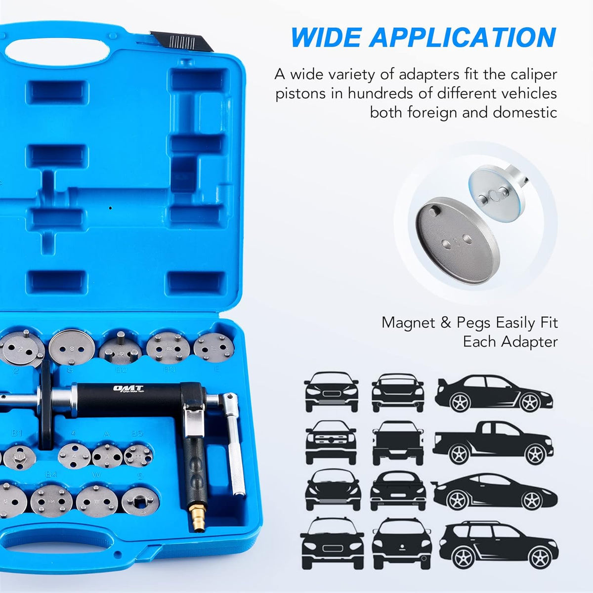 23pc Pneumatic Brake Caliper Compression Tool with 2 Caliper Hangers S1573