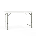 4' White Plastic Folding Table with Adjustable Legs C617517