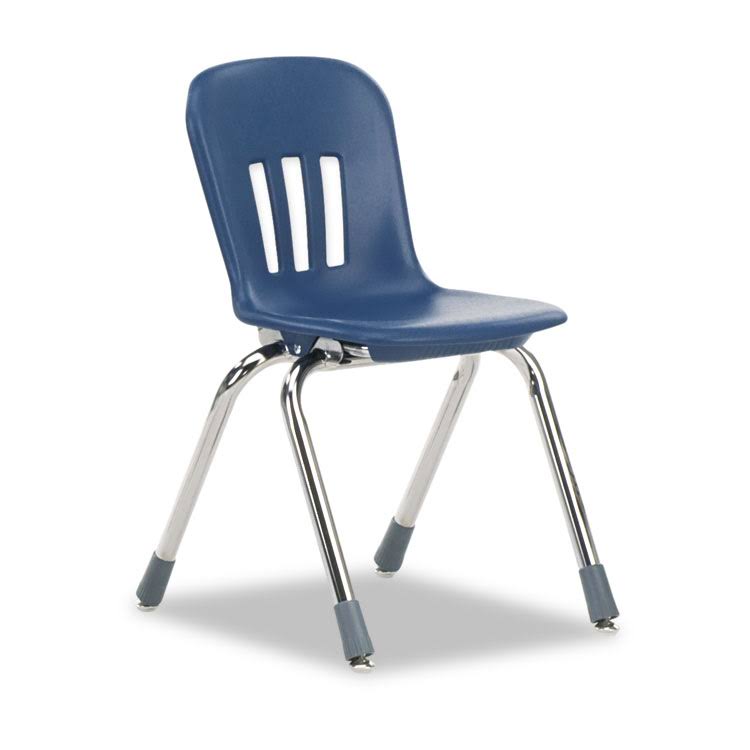 Classroom Chair, Navy Blue/Chrome E536397