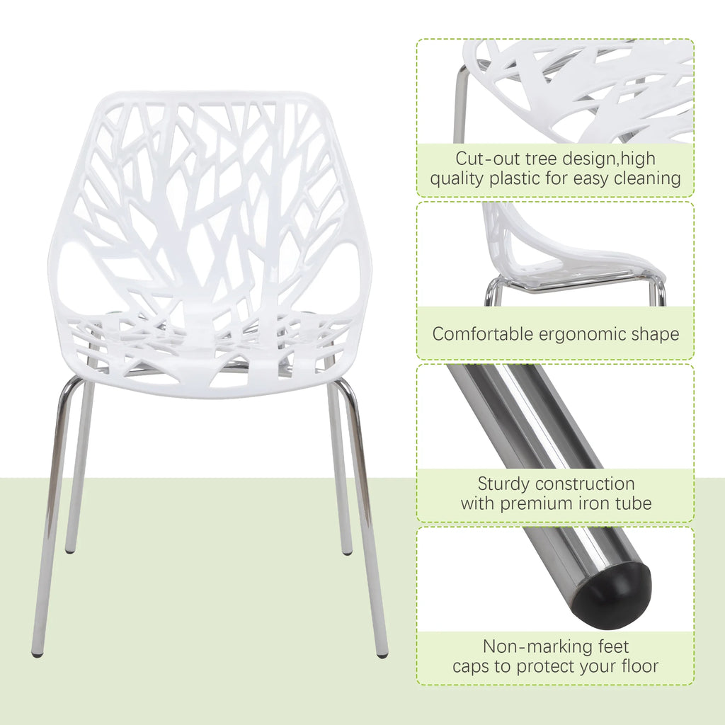 White Set of 4 Stackable Plastic Side Chairs Q715341