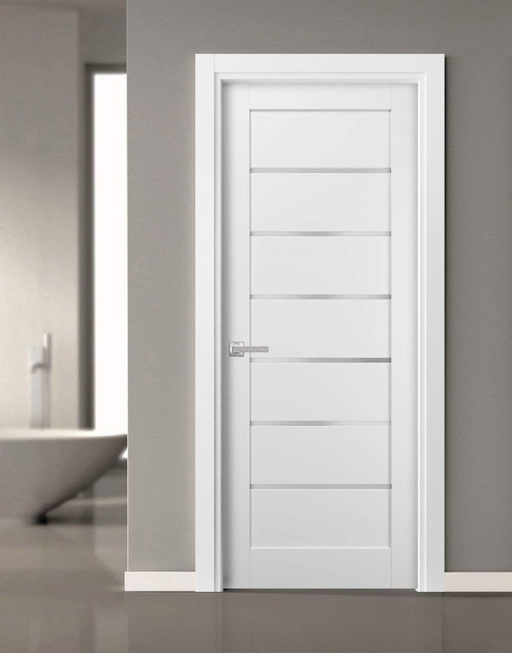 White Silk Frosted Opaque Glass Barn Door Panel 30 x 84 N3464
