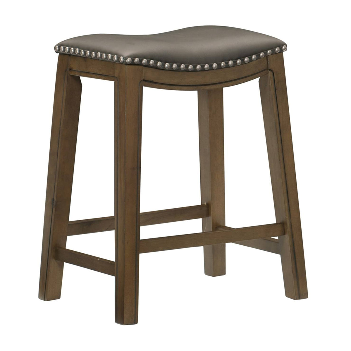 24x22 Counter Height Wooden Saddle Seat Barstool, Gray Brown (2 Pack) X9498