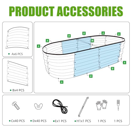 Galvanized Raised Garden Bed, 2 Pcs 4x2x1ft Oval Metal Planter Box D12149
