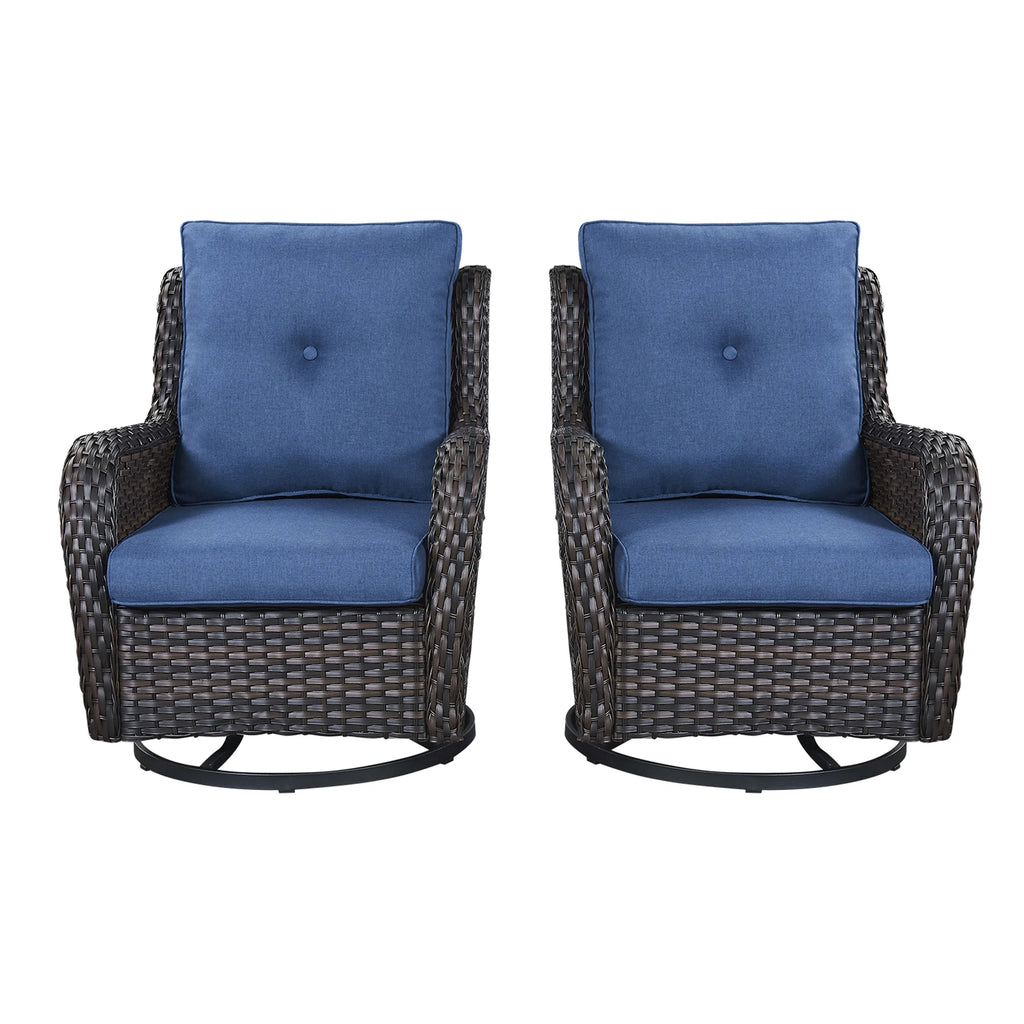 Blue 7Pcs Outdoor Rattan Patio Furniture Set with Cushion C160390