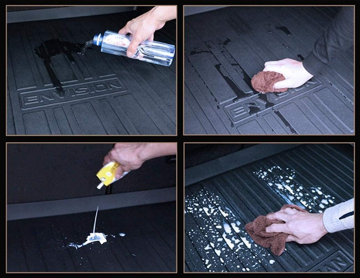 Black Heavy Duty Rubber Waterproof Rear Cargo Tray Trunk Floor Mat Protector Pack of 2 L875