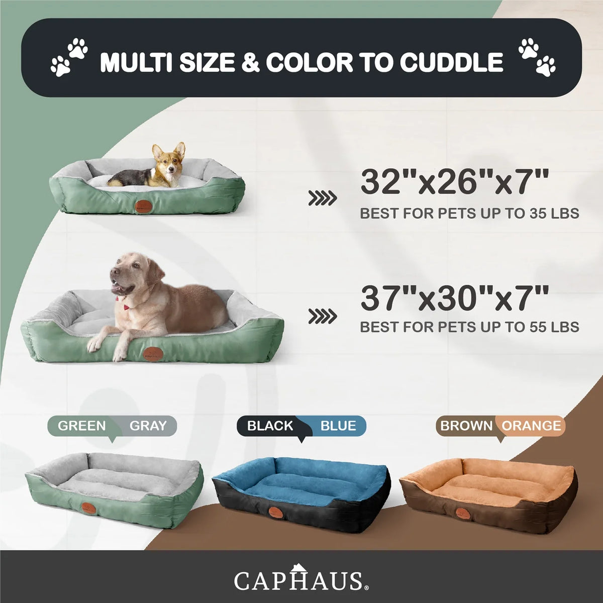 Blue Brown Gray Dog Bolster Couch Bed I3074