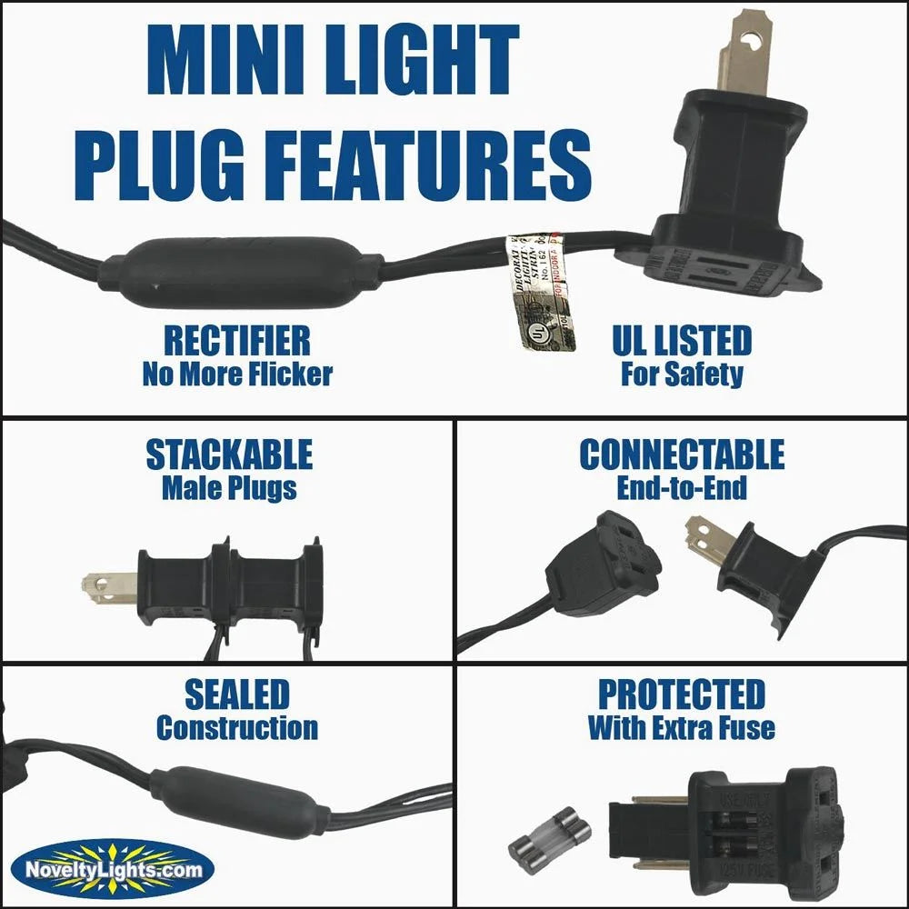 100 Light LED Christmas Mini Light Set, Warm White, Black Wire C169