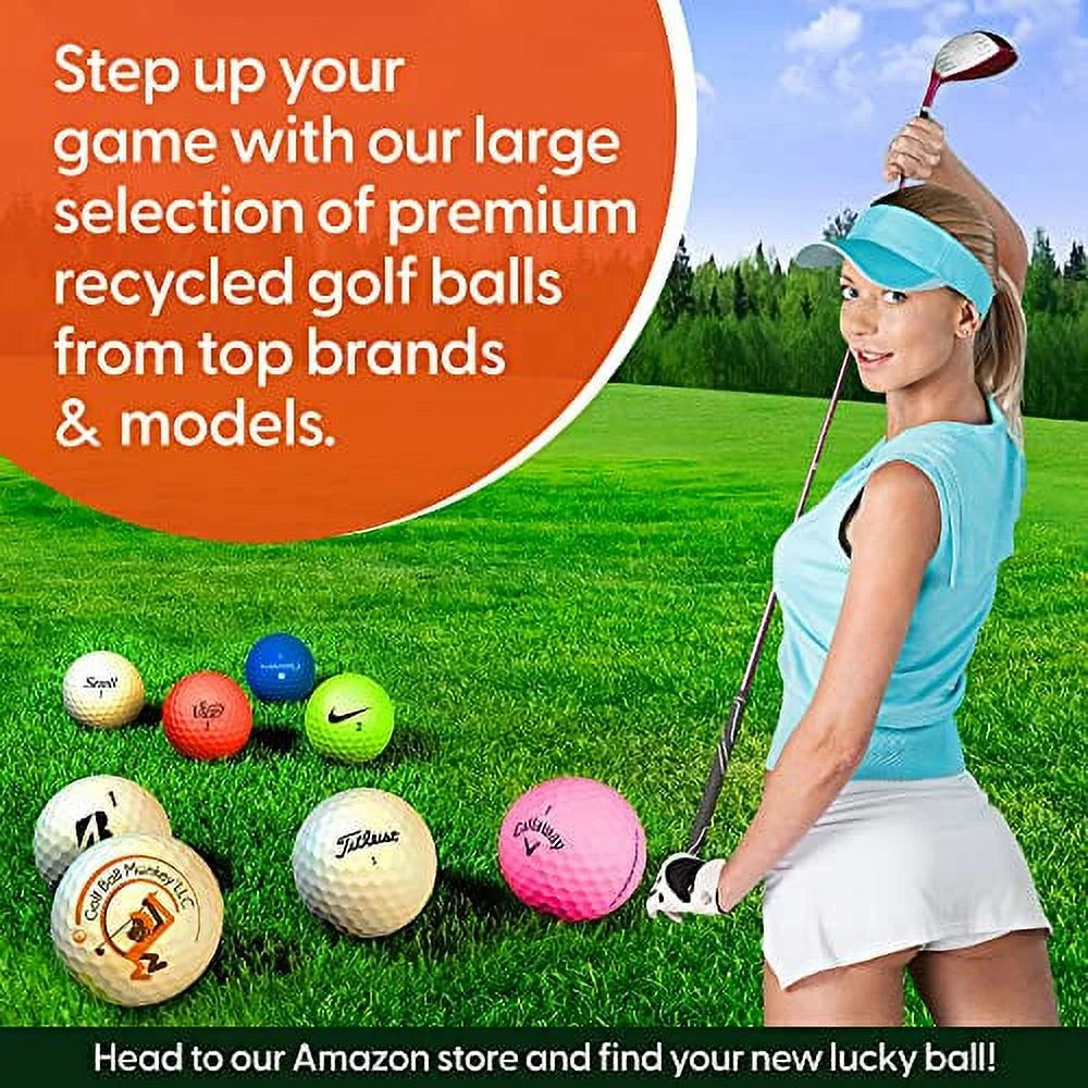 100 Pack Recycled Golf Balls with 15 Tees and Mesh Carrying Bag F297098