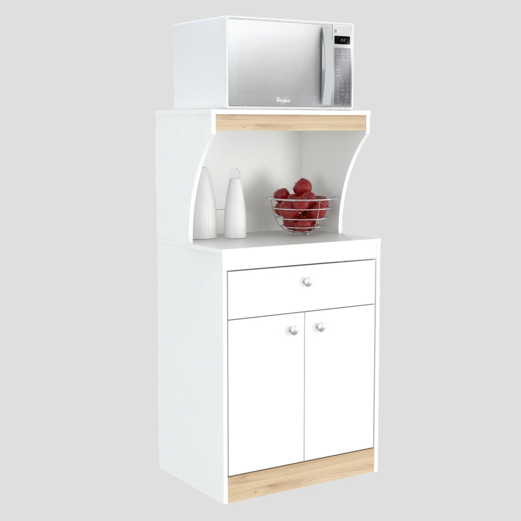White and Vienes Oak Microwave Cabinet V2731