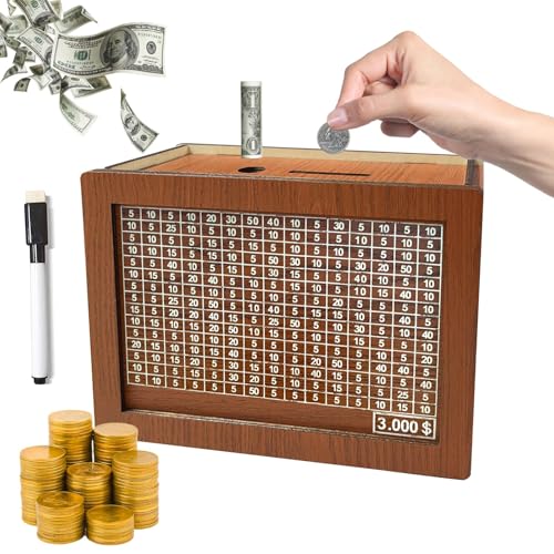 Wooden Savings Box with Money Target and Numbers O2437