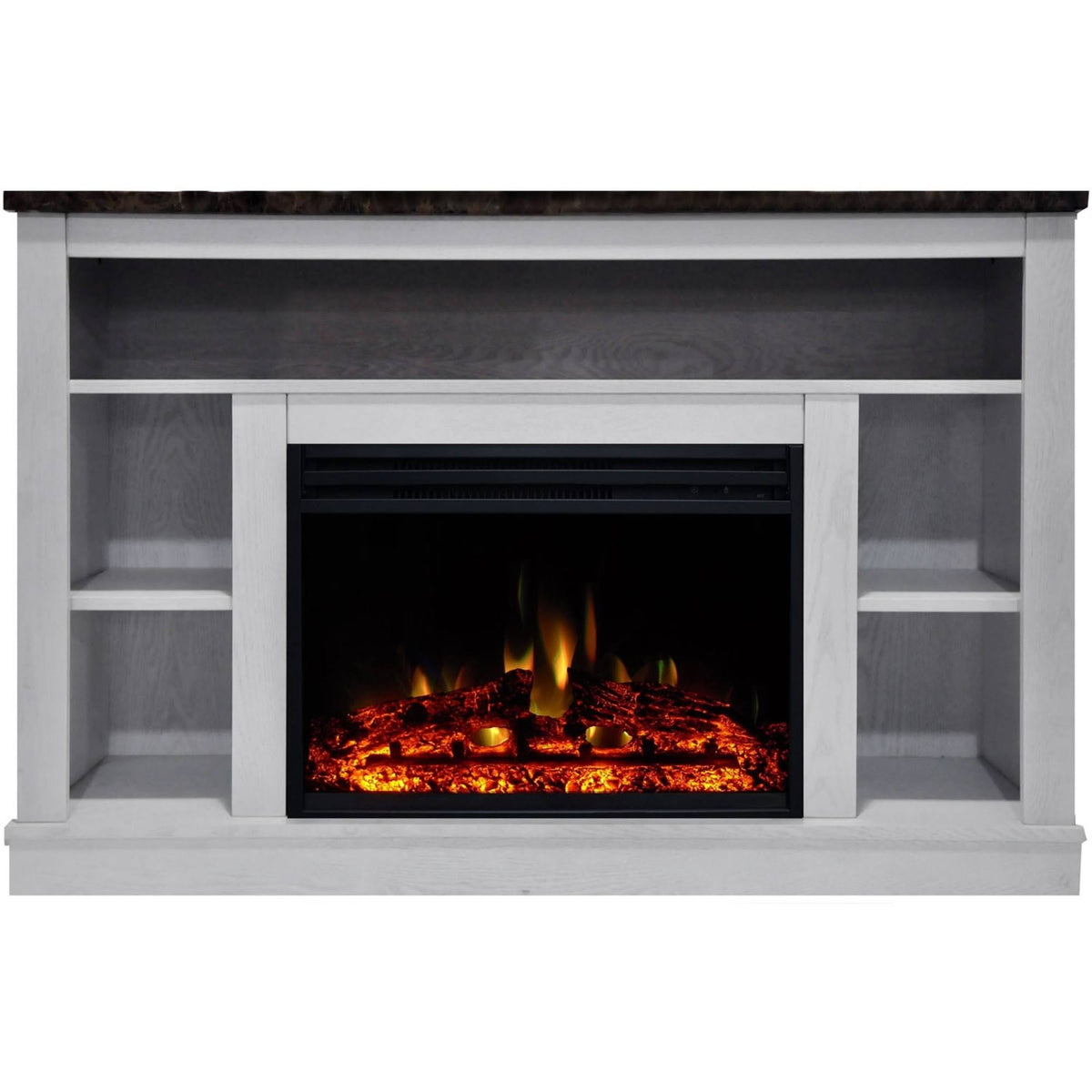 47 in. White Electric Fireplace Heater with TV Stand P6015