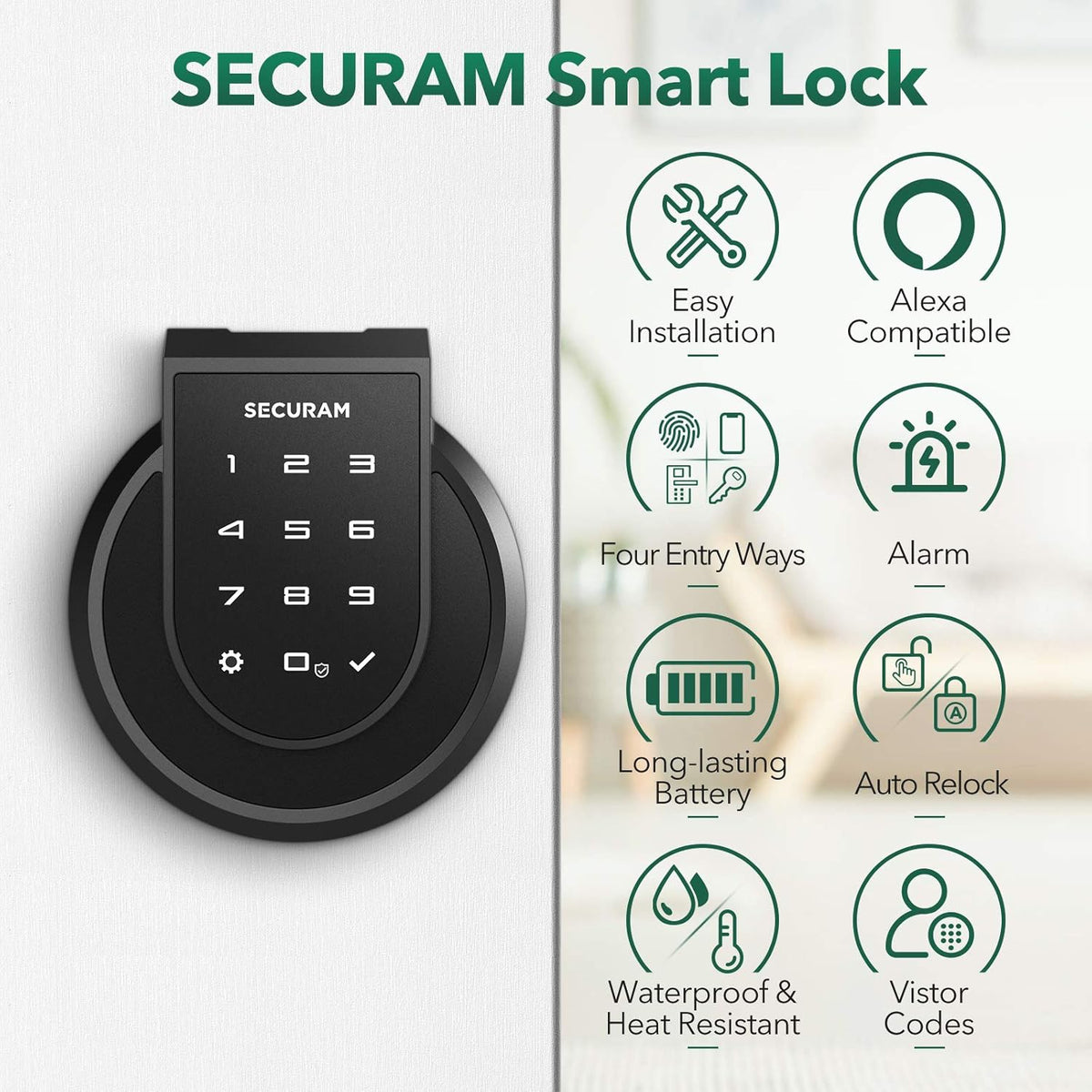 Touch Smart Lock Deadbolt with Smart Hub, Fingerprint, Touchpad, Remote Control, Voice Control, Auto-relock and Alarm Y96477