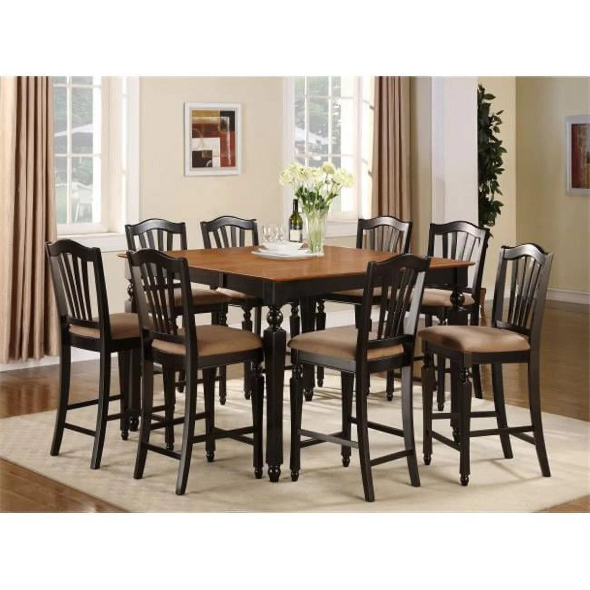 7 Pc Counter Height Table and 6 Faux Leather Seat Stools X805518