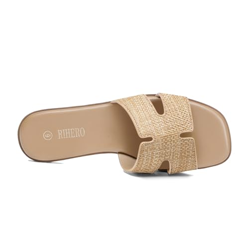 Women's Leather Slip On Flat Sandals W49494