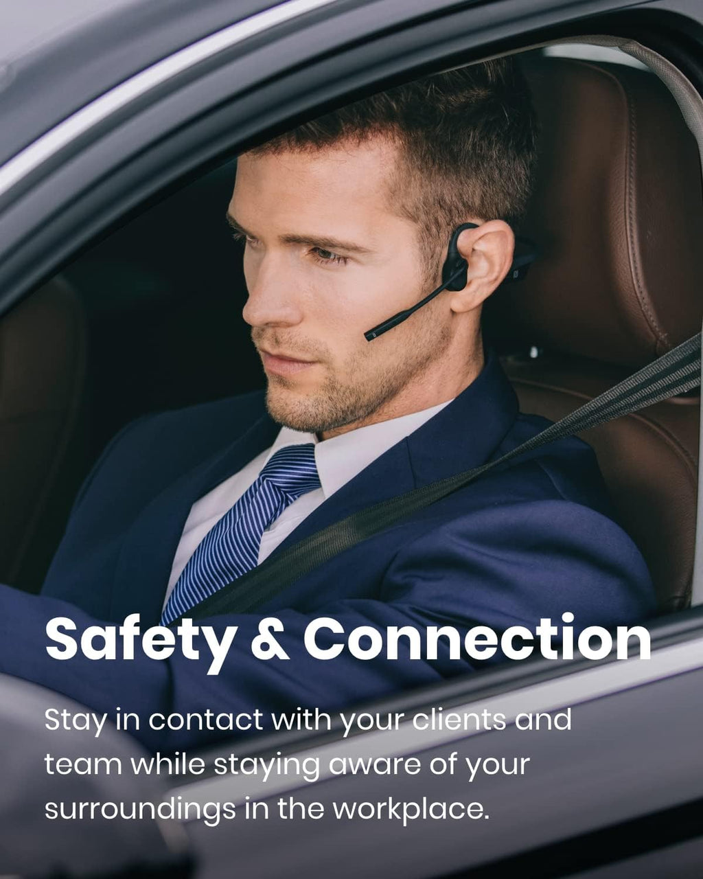 Bone Conduction Open-Ear Stereo Bluetooth Headset With Noise-Canceling Boom Microphone J378528