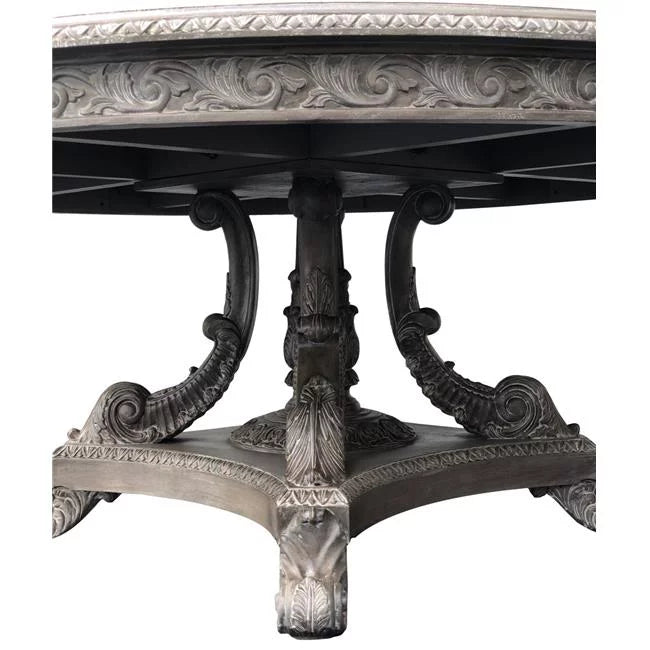 72 in. Grey Mahogany Wood Round Dining Table C10846