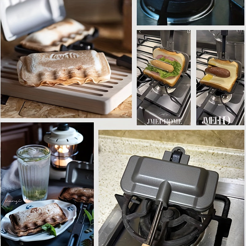 Non-Stick Dual-Sided Sandwich Waffle Maker Alloy Panini Grill Q1201